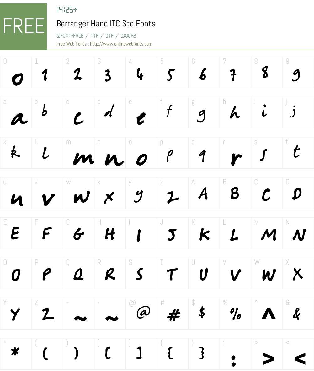 Berranger Hand ITC Std Font Screenshots