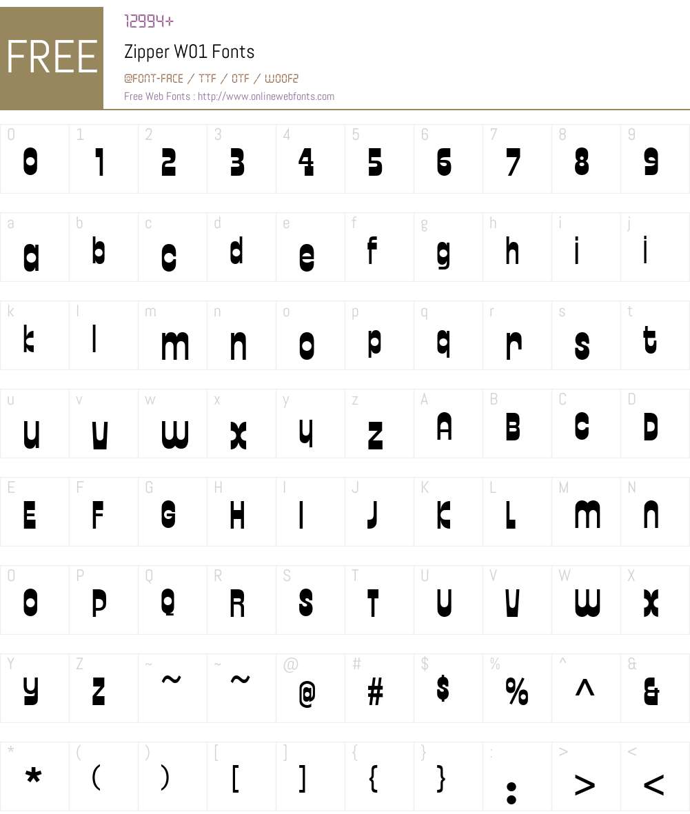 ZipperW01 Font Screenshots