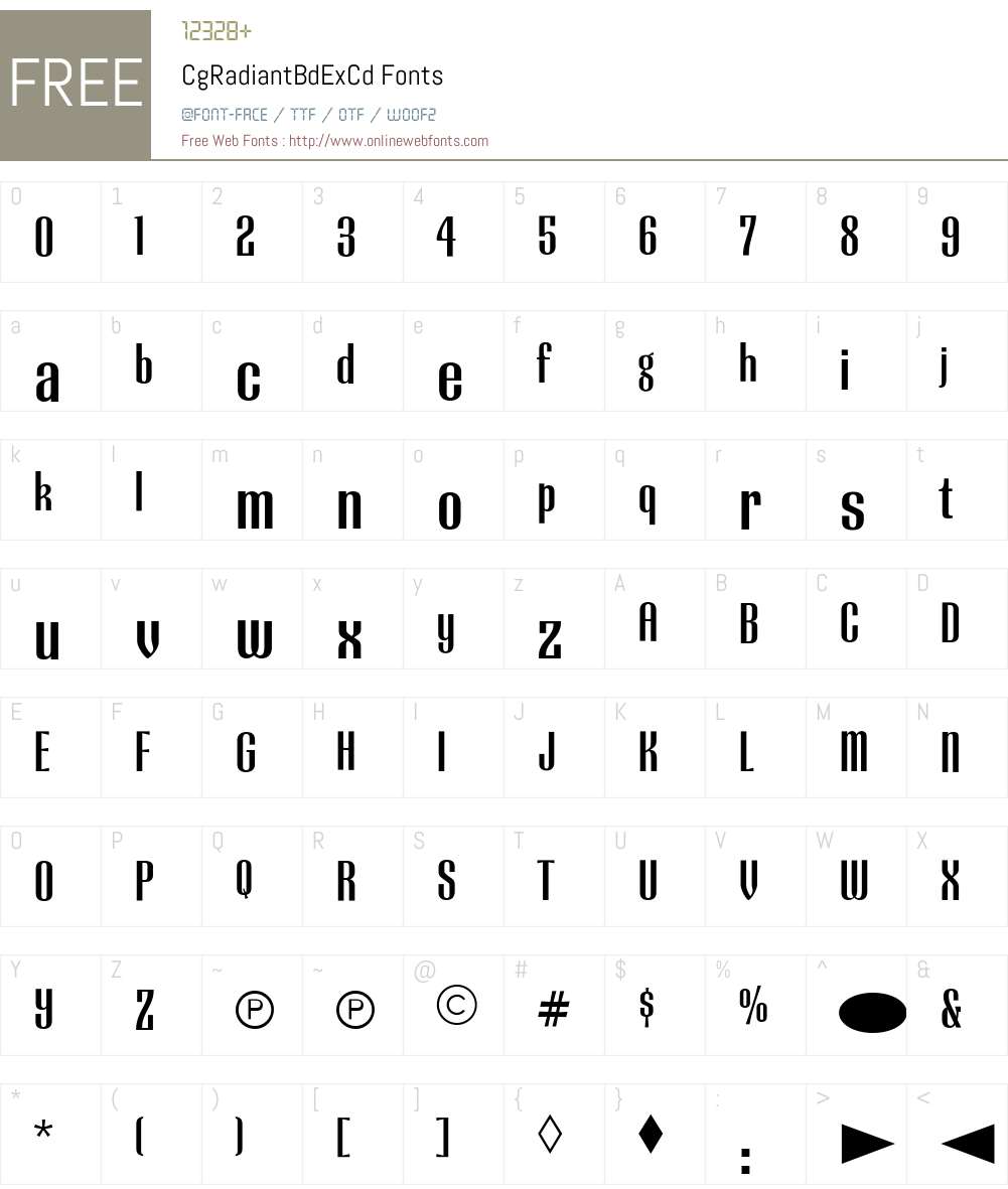 CgRadiantBdExCd Font Screenshots