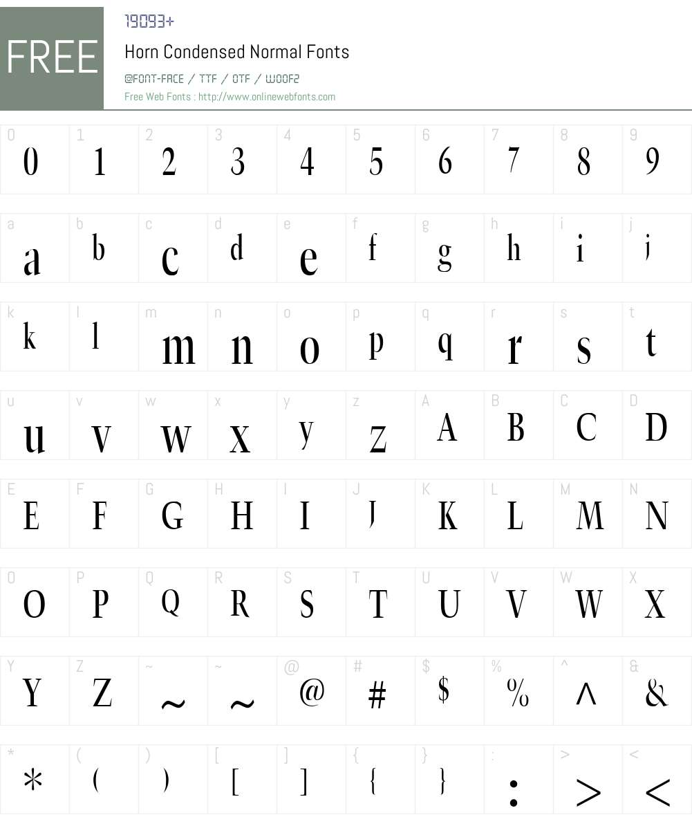 Horn Condensed Font Screenshots