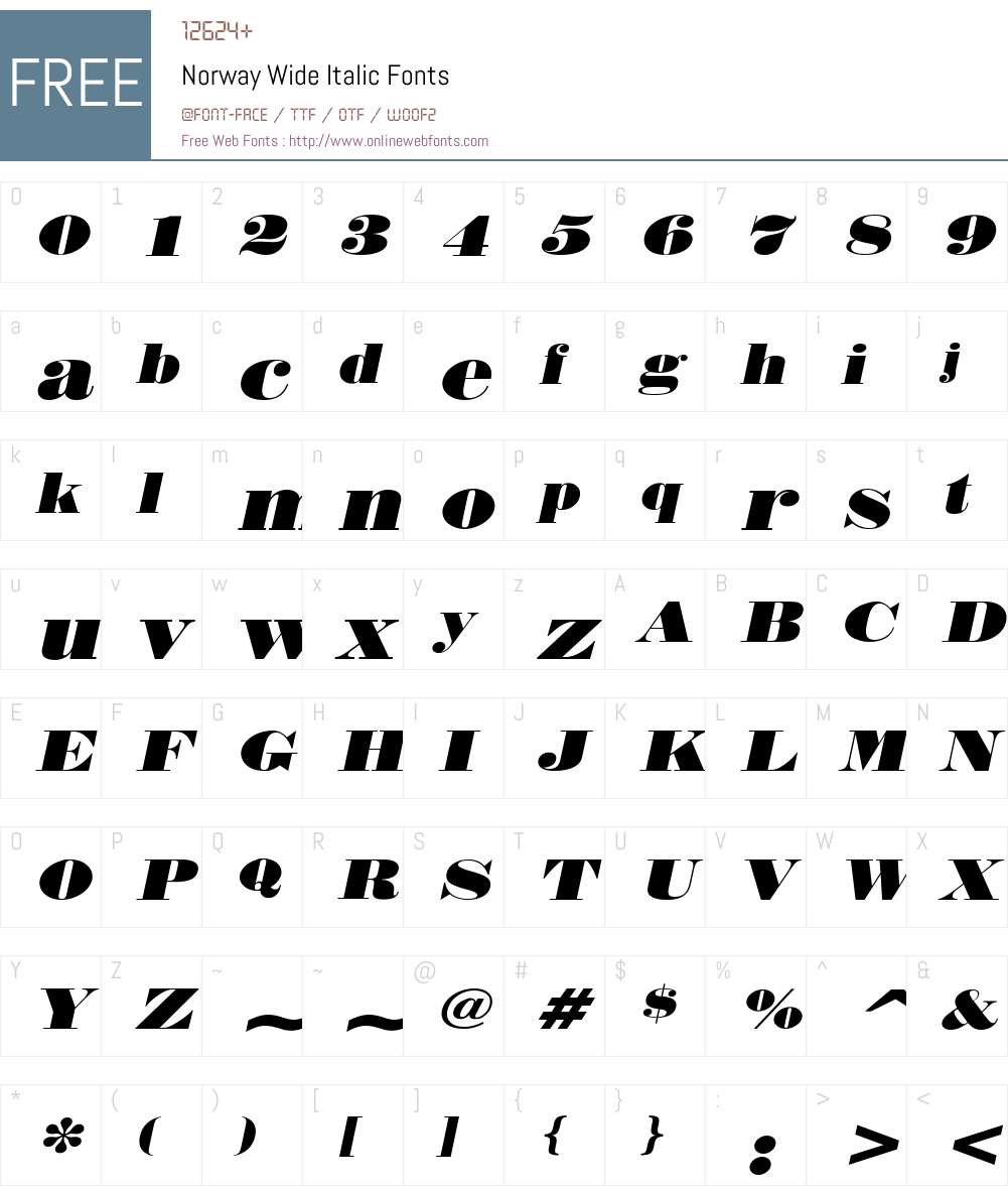 Norway Wide Font Screenshots
