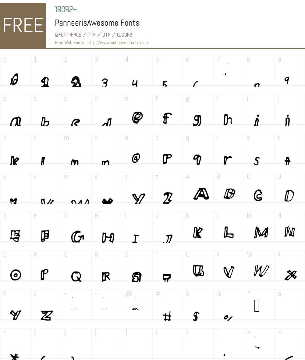 PanneerisAwesome Font Screenshots
