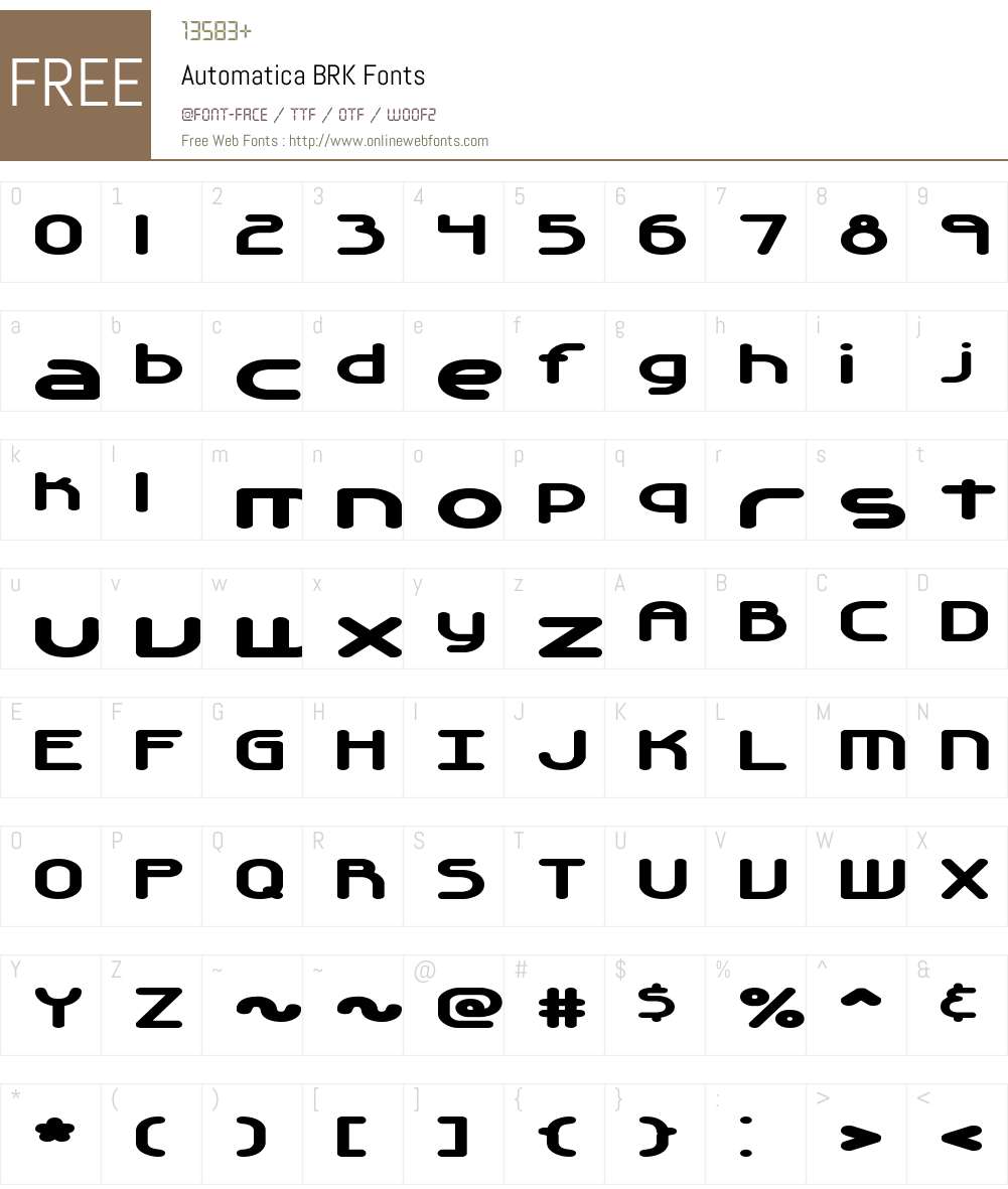 Automatica BRK Font Screenshots