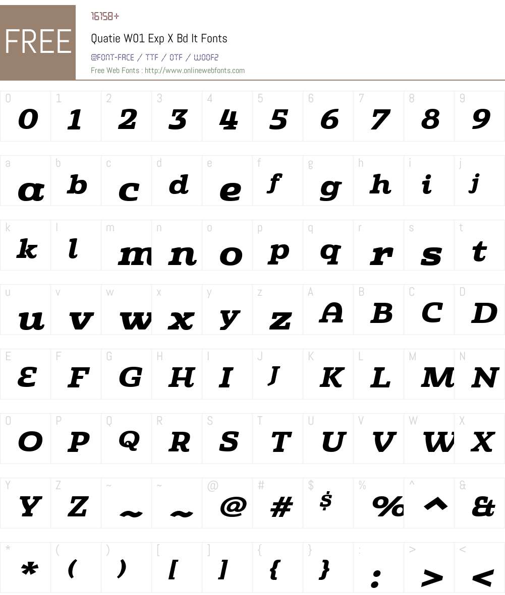 QuatieW01-ExpXBdIt Font Screenshots