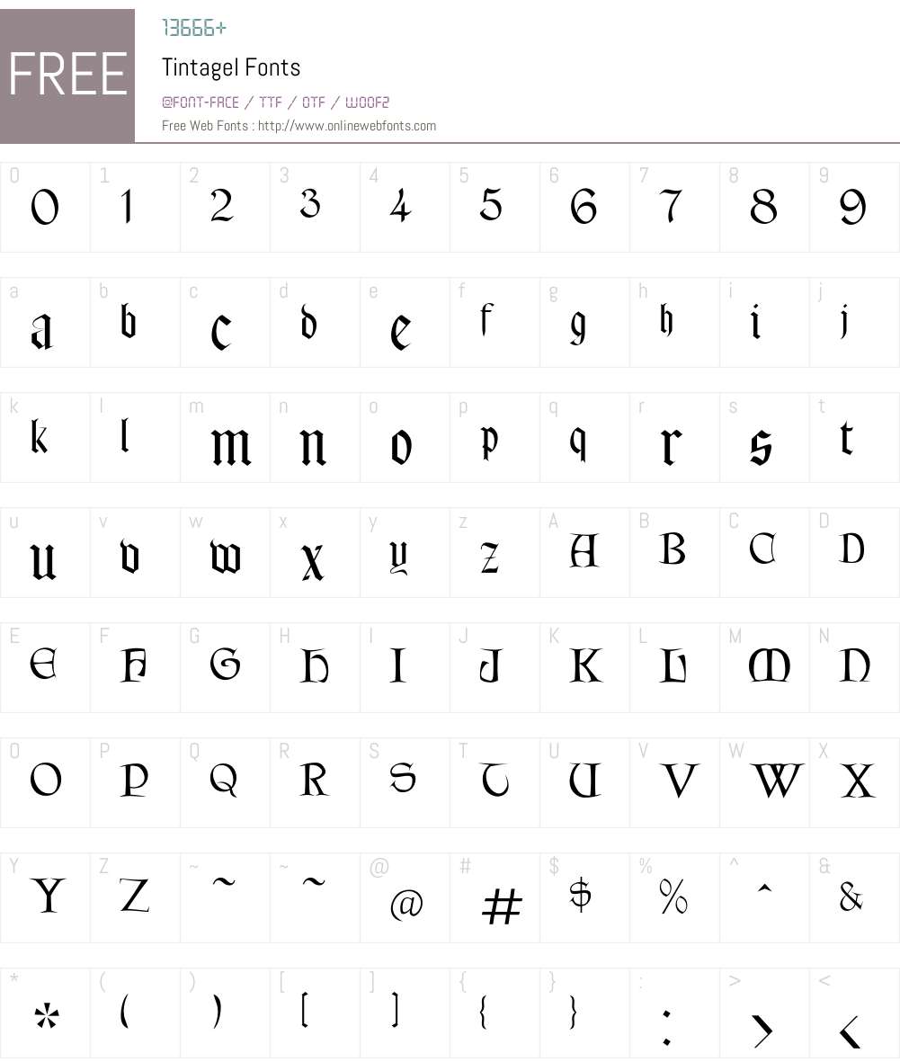 Tintagel Font Screenshots