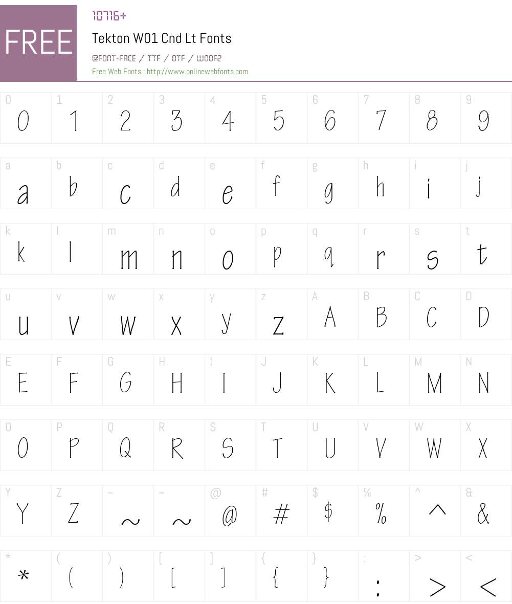 TektonW01-CndLt Font Screenshots