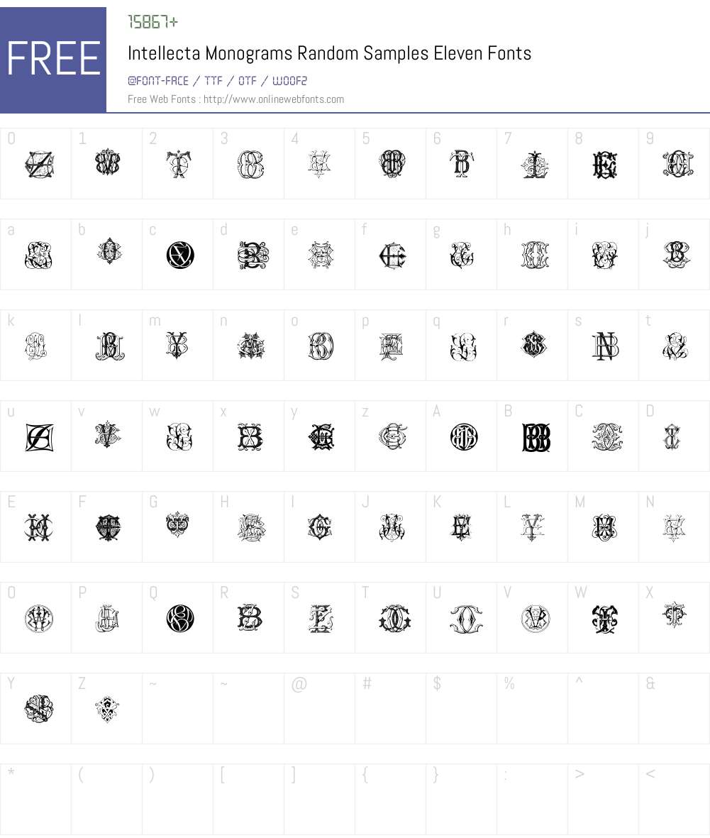 Intellecta Monograms Random Samples Eleven Font Screenshots