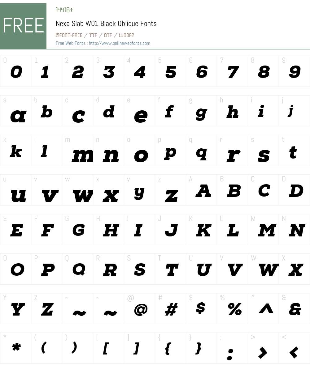 NexaSlabW01-BlackOblique Font Screenshots