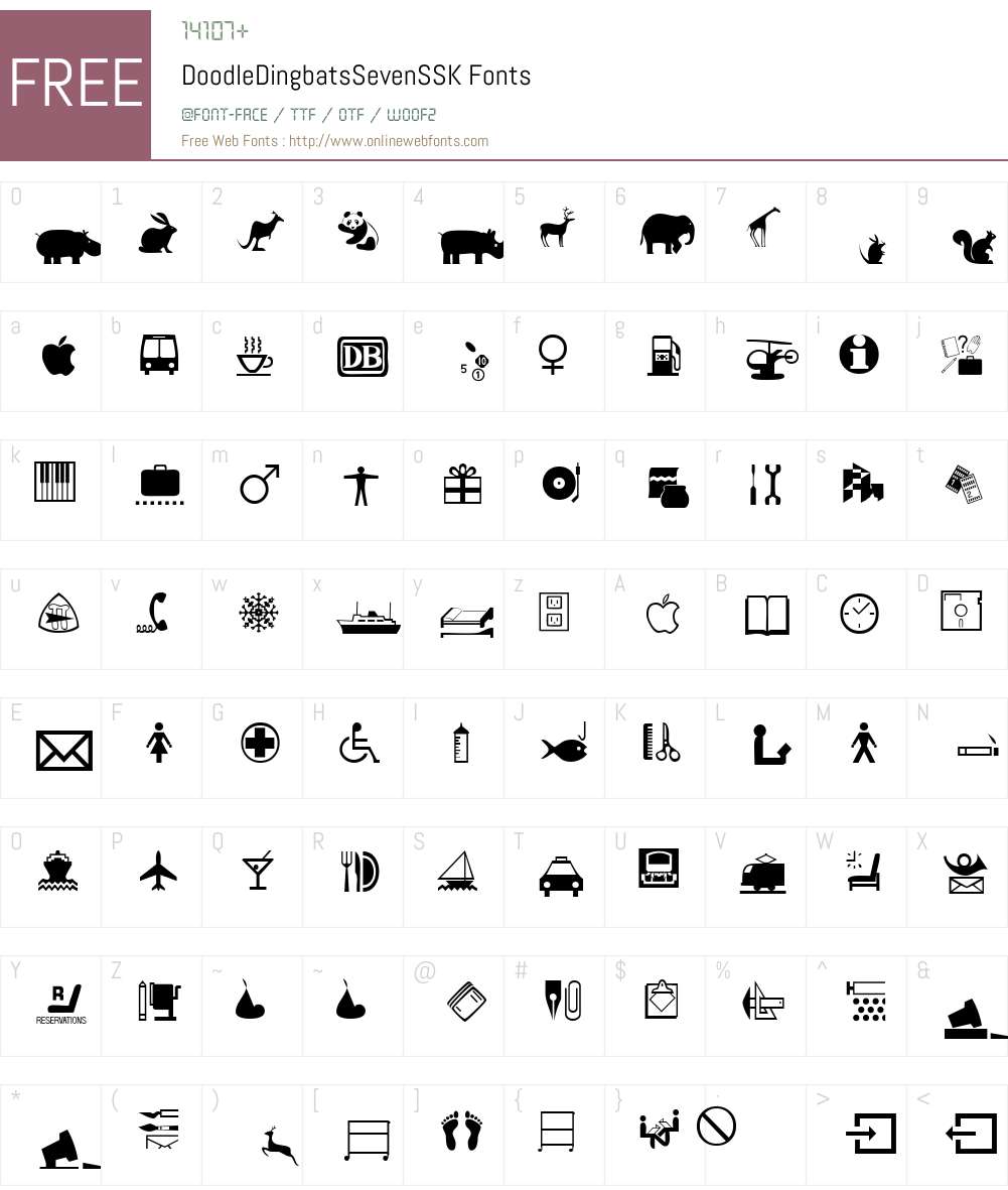 DoodleDingbatsSevenSSK Font Screenshots