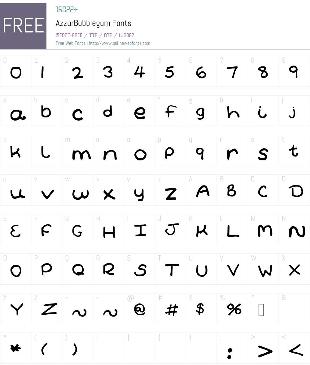 AzzurBubblegum Font Screenshots