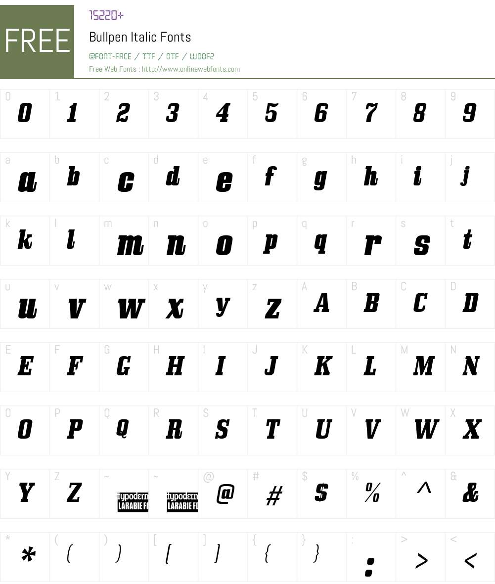 Bullpen Font Screenshots