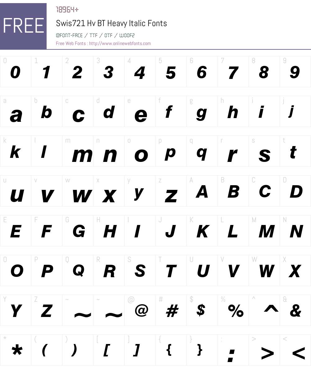 Swis721 Hv BT Font Screenshots