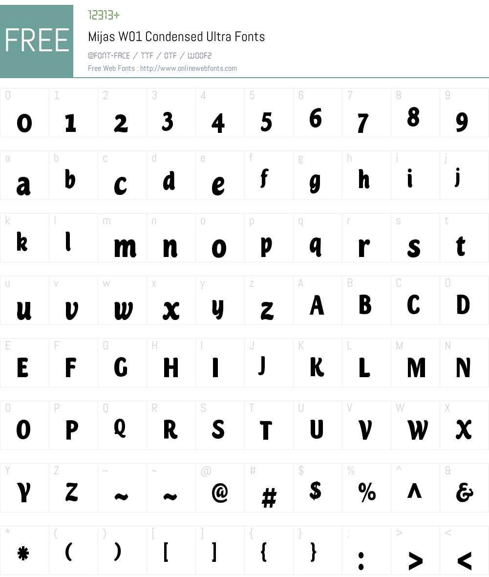MijasW01-CondensedUltra Font Screenshots