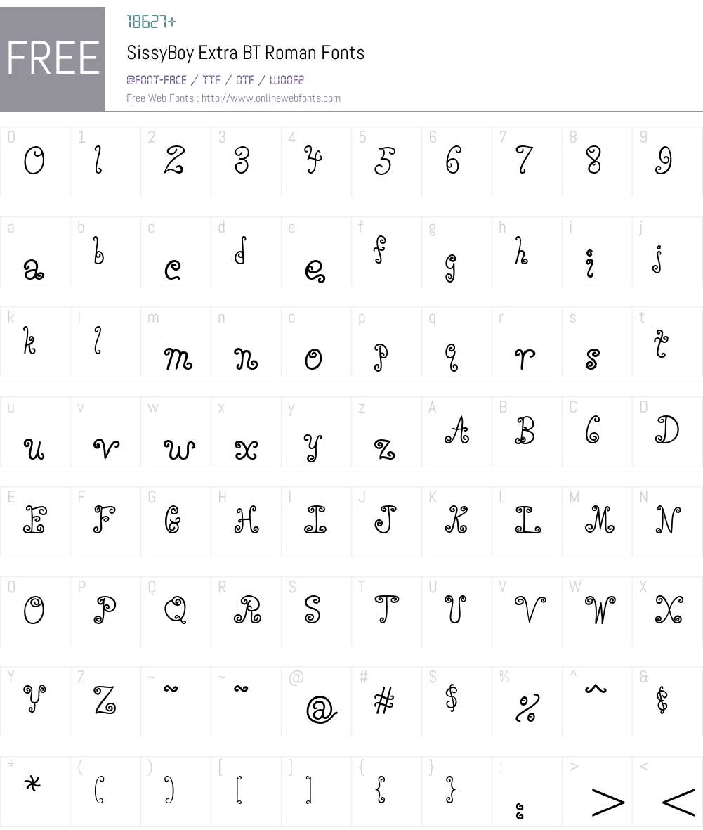 SissyBoy Extra BT Font Screenshots