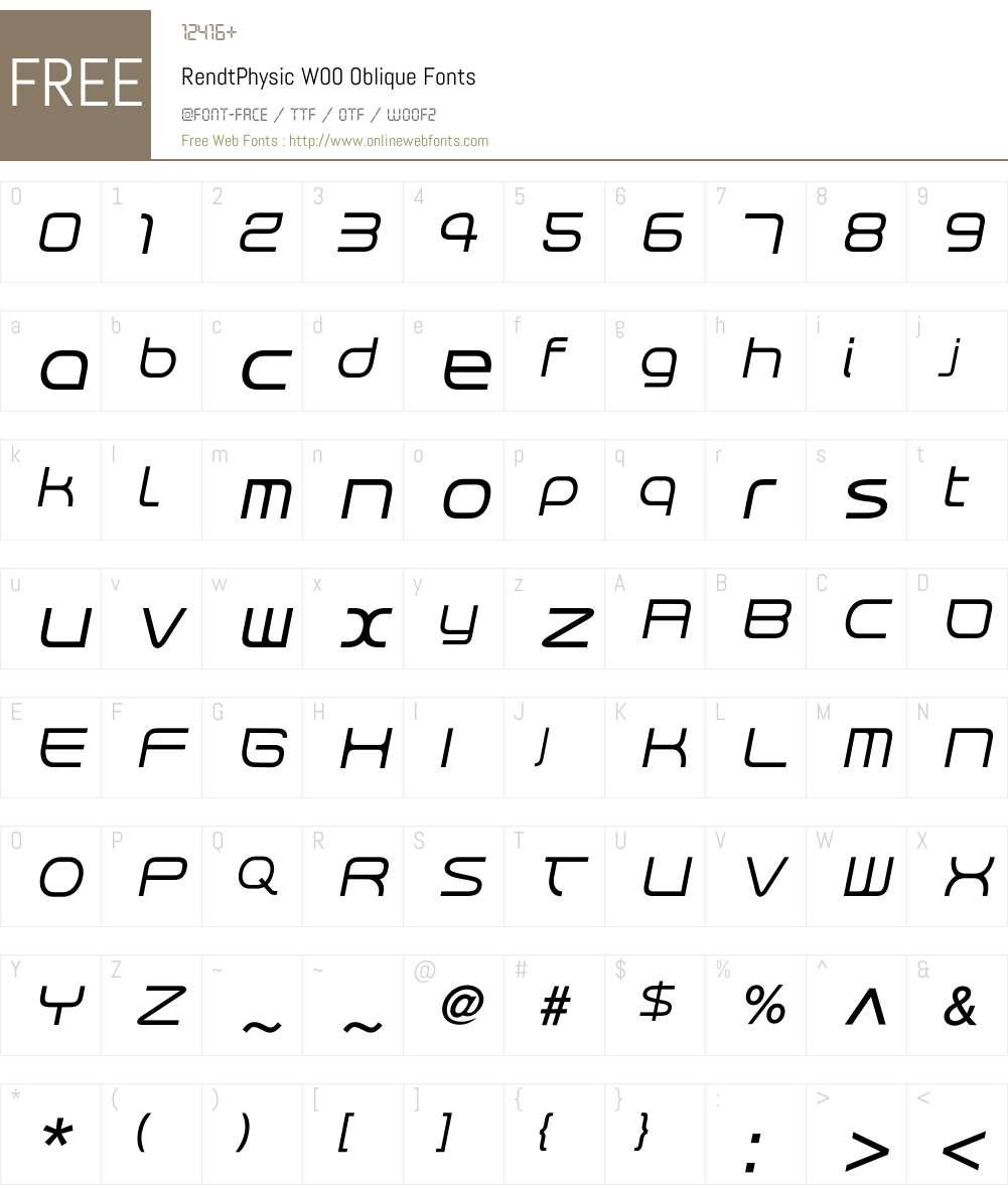 RendtPhysic Oblique Font Screenshots