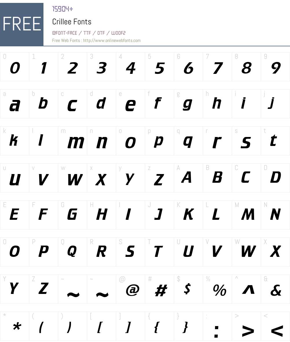 Crillee Font Screenshots