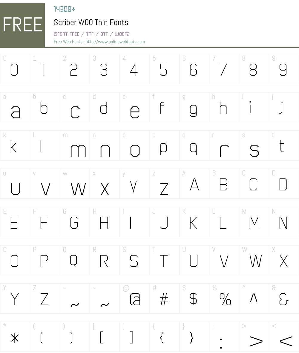 ScriberW00-Thin Font Screenshots