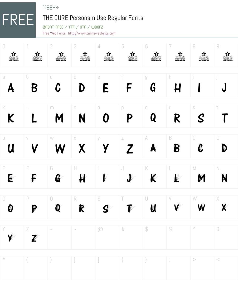 THE CURE Personam Use Regular 1.000 Fonts Free Download