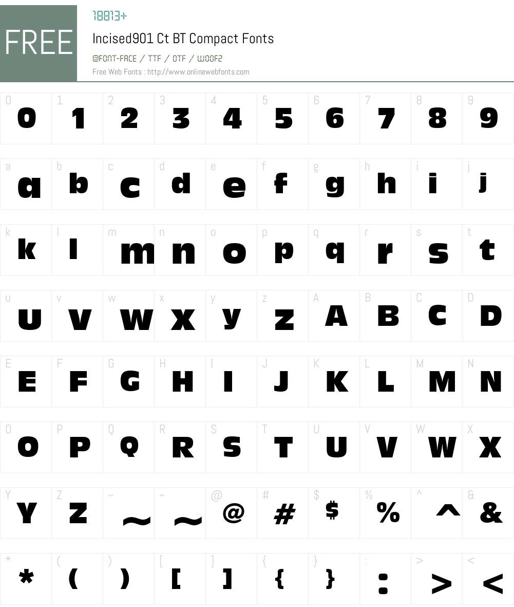 Incised901 Ct BT Font Screenshots