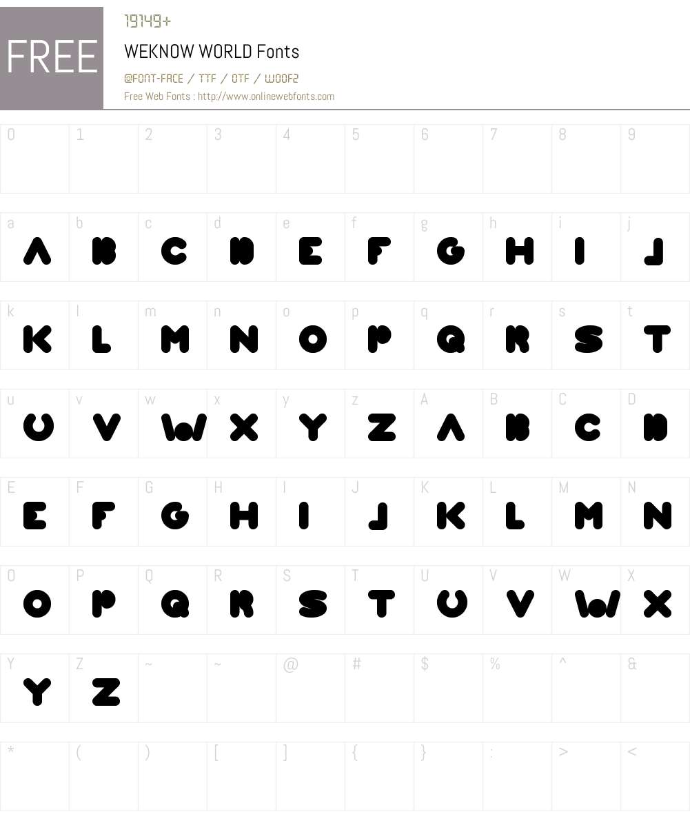 WEKNOW WORLD Font Screenshots