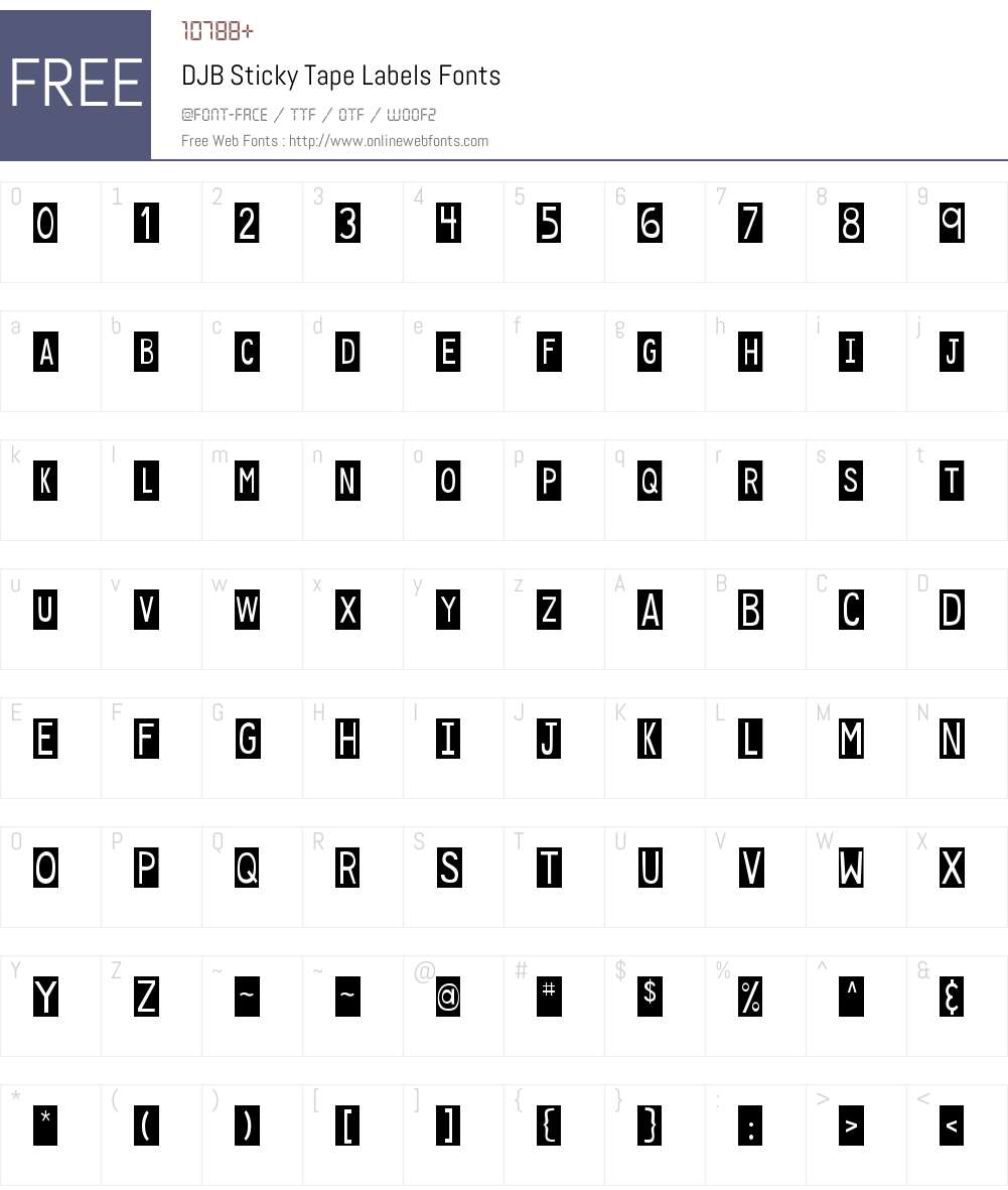 DJB Sticky Tape Labels Font Screenshots