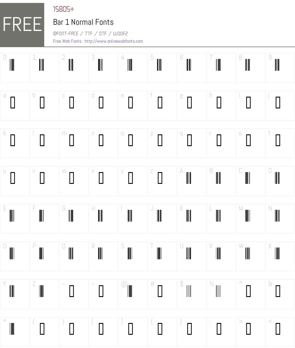 Bar 1 Font Screenshots