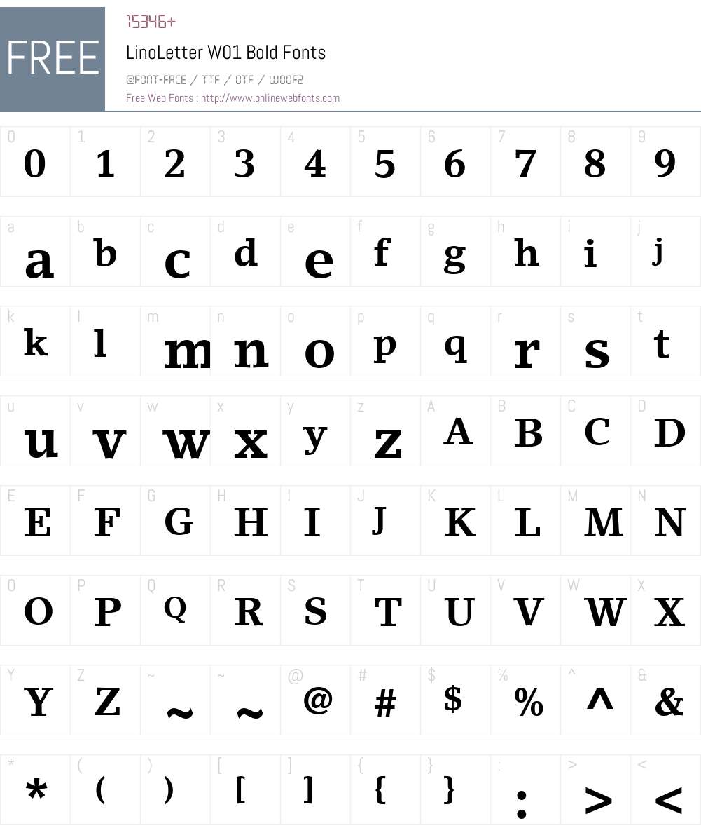 LinoLetterW01-Bold Font Screenshots