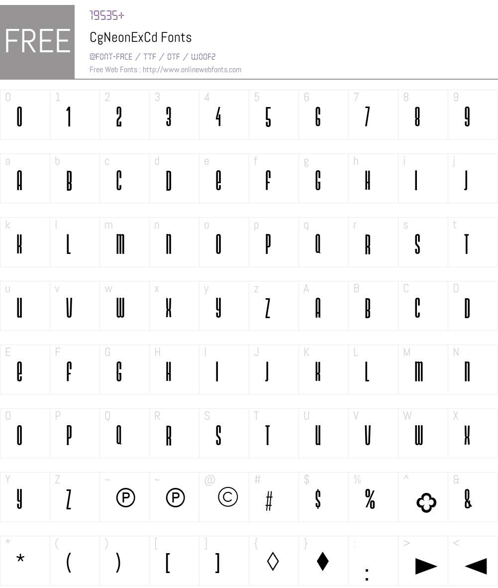 CgNeonExCd Font Screenshots