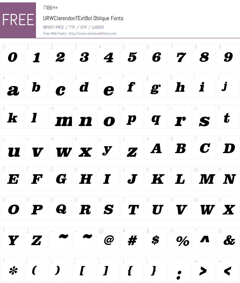 URWClarendonTExtBol Font Screenshots