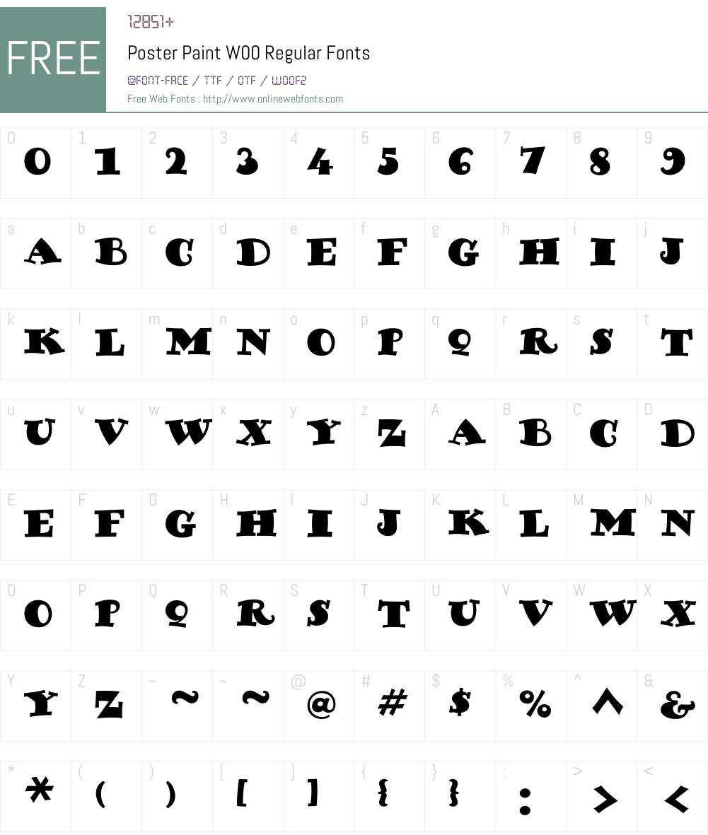 PosterPaintW00-Regular Font Screenshots