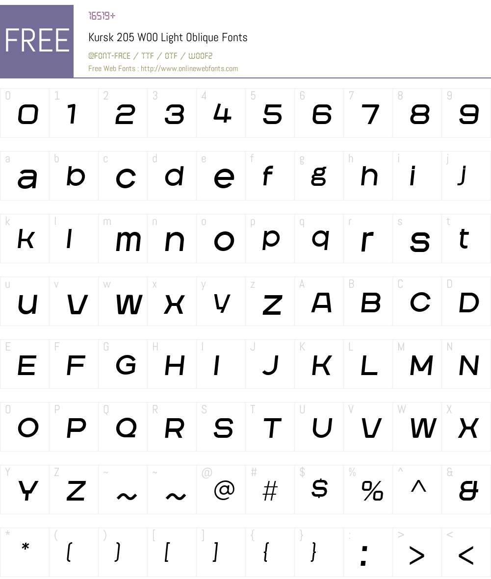 Kursk205W00-LightOblique Font Screenshots