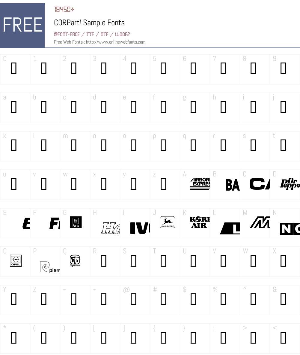 CORPart! Sample Font Screenshots