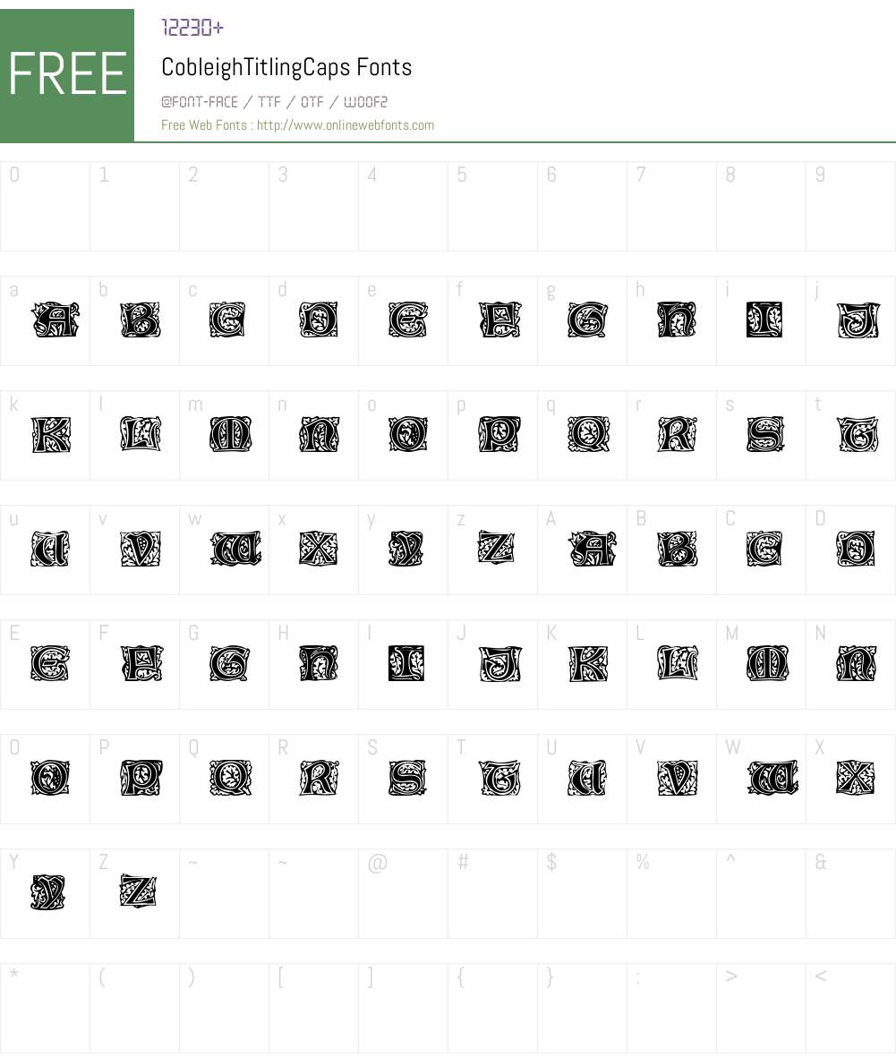CobleighTitlingCaps Font Screenshots