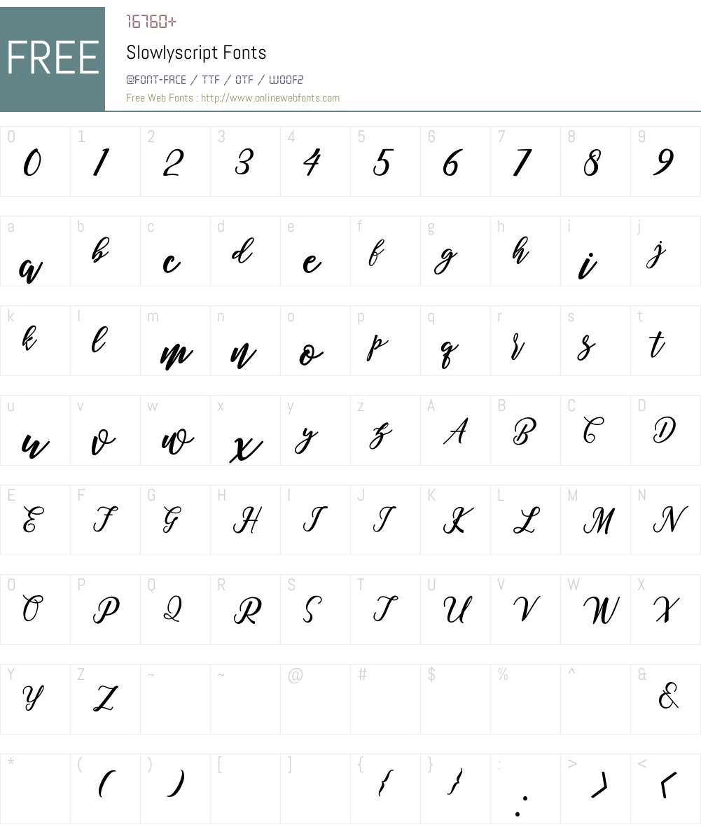 Slowly script Font Screenshots