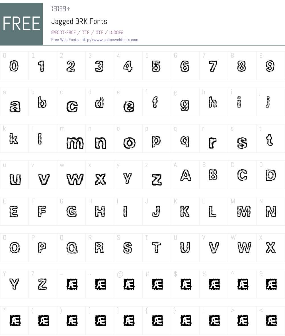 Jagged BRK Font Screenshots