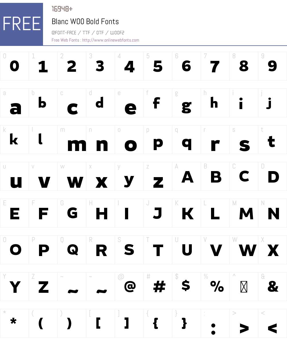 BlancW00-Bold Font Screenshots