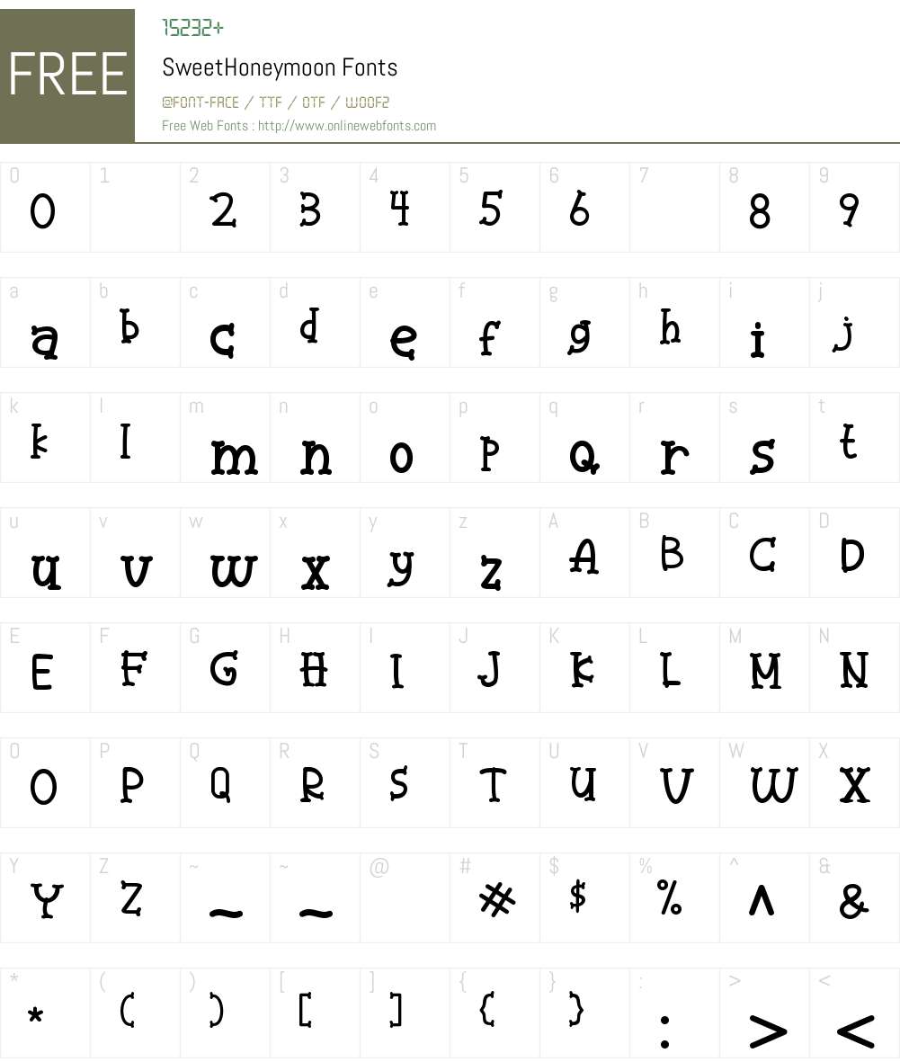 Sweet Honeymoon Font Screenshots