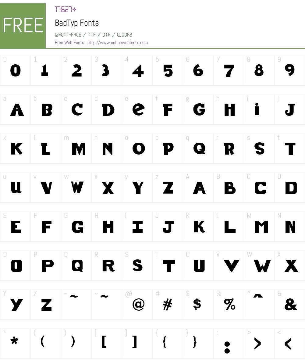 BadTyp Font Screenshots