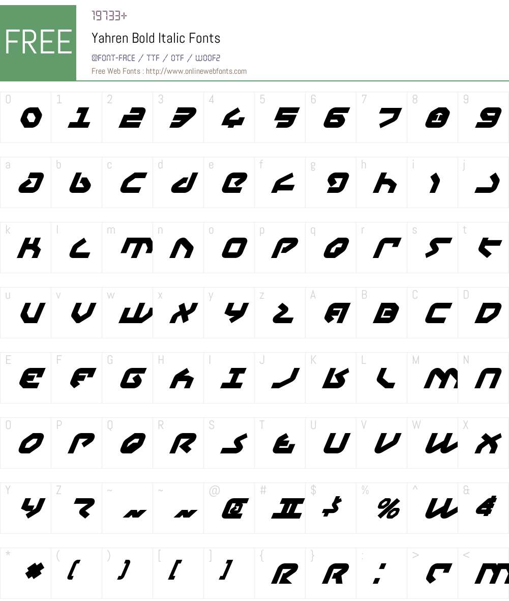 Yahren Bold Italic Font Screenshots