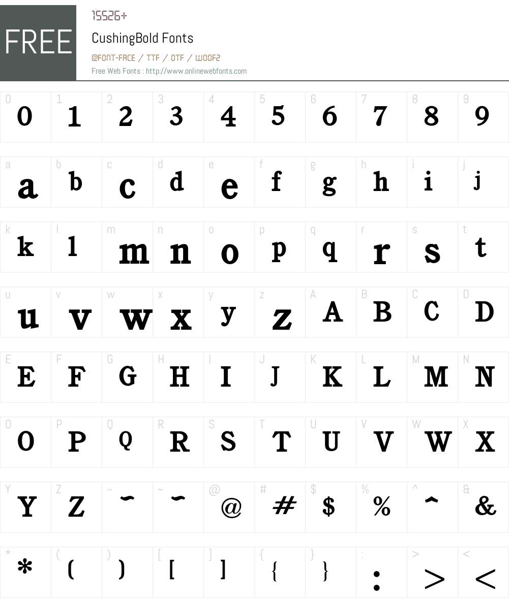 Cushing Font Screenshots