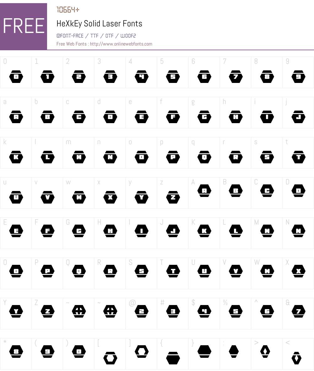 HeXkEy Solid Laser Font Screenshots