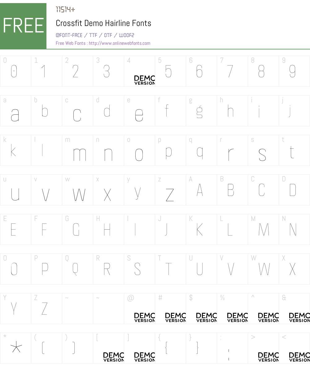 Crossfit Demo Hairline Font Screenshots