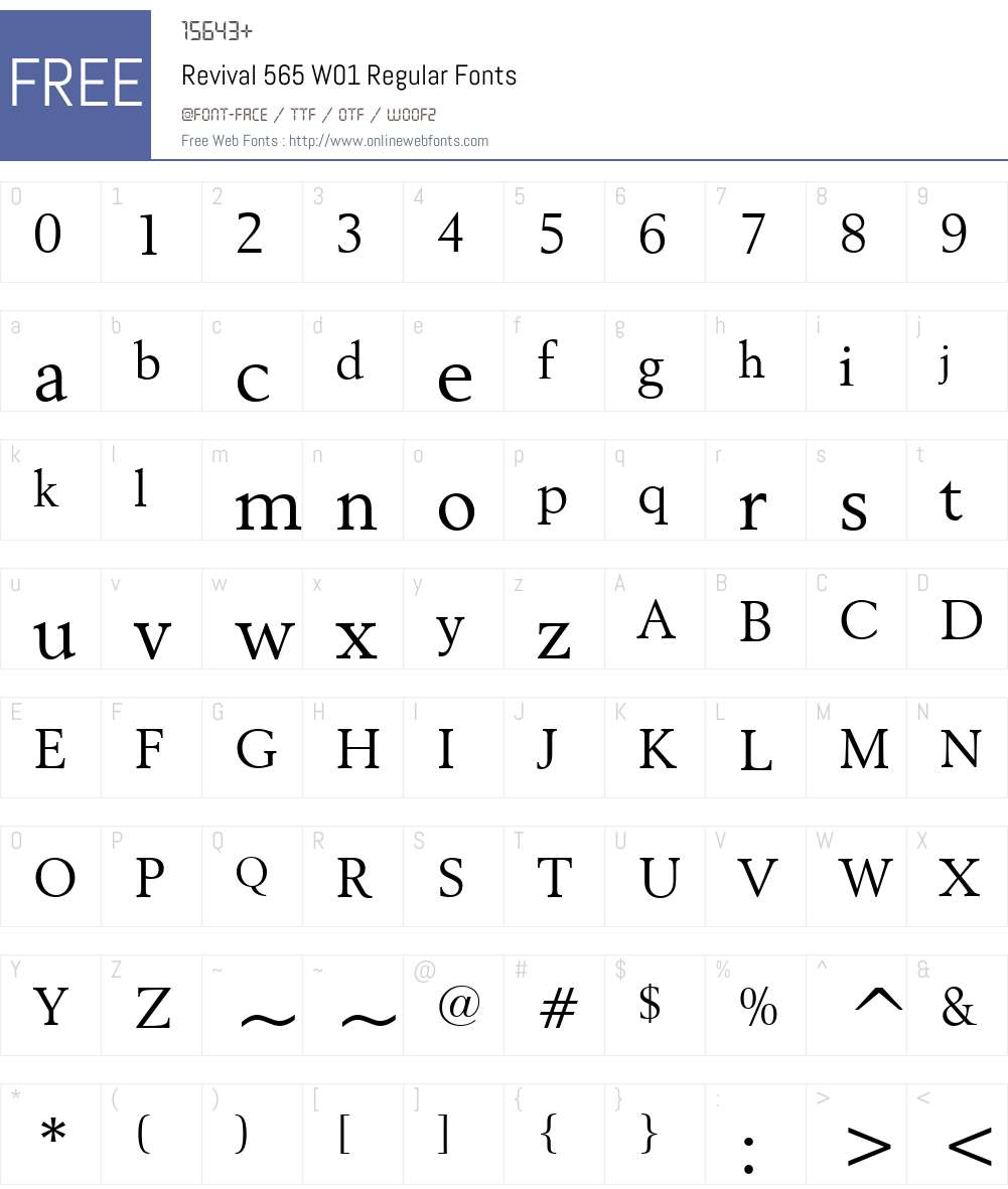 Revival565W01-Regular Font Screenshots