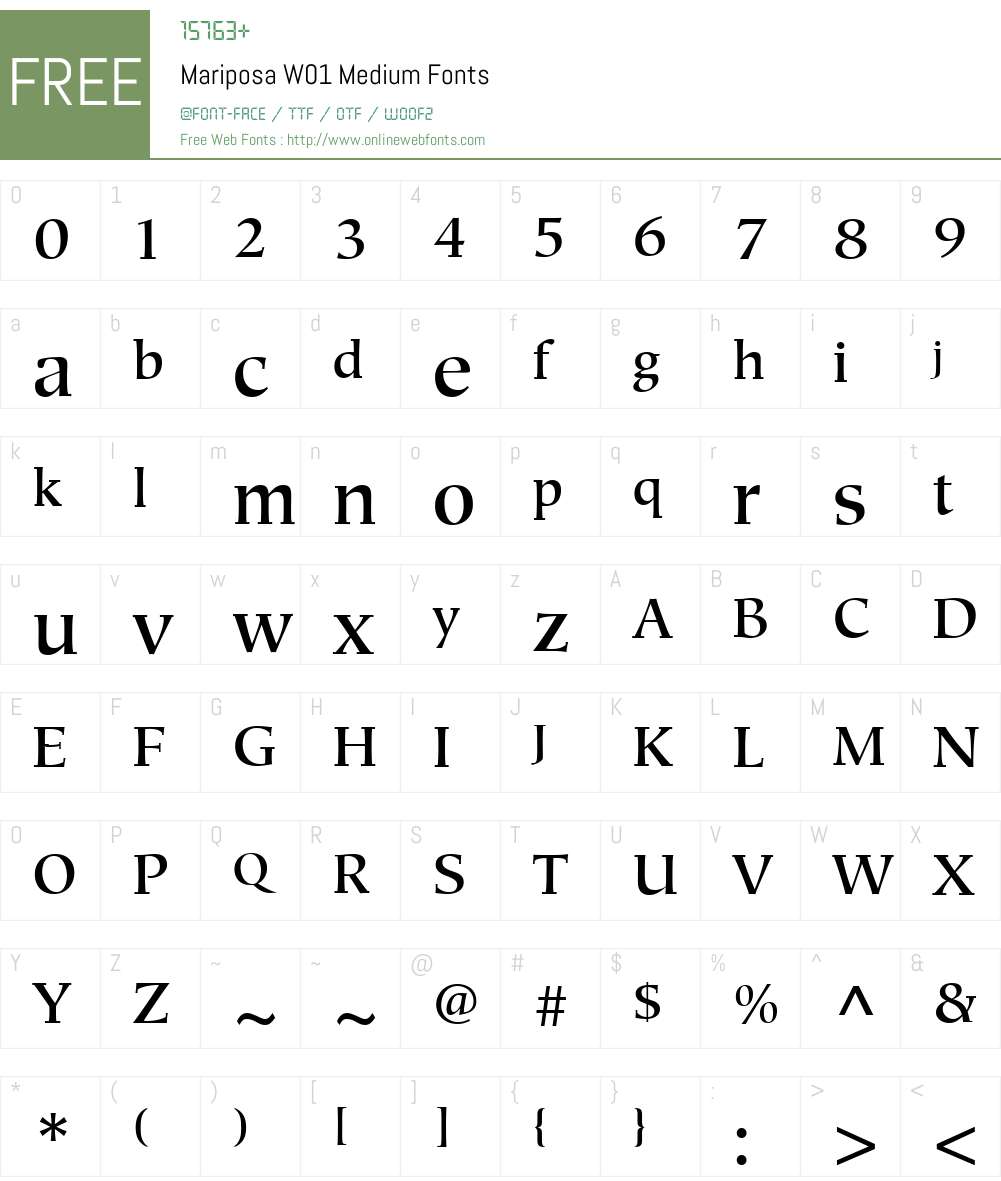 MariposaW01-Medium Font Screenshots