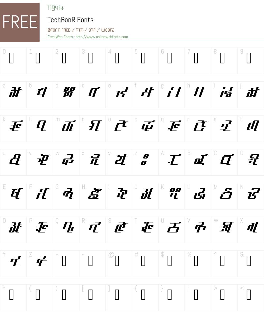 TechBonR Font Screenshots