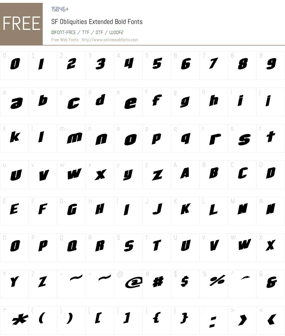 SF Obliquities Extended Font Screenshots