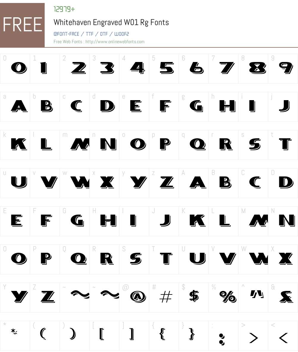 WhitehavenEngravedW01-Rg Font Screenshots