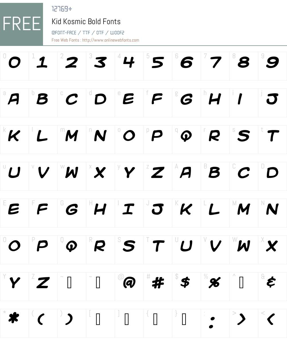 Kid Kosmic Font Screenshots