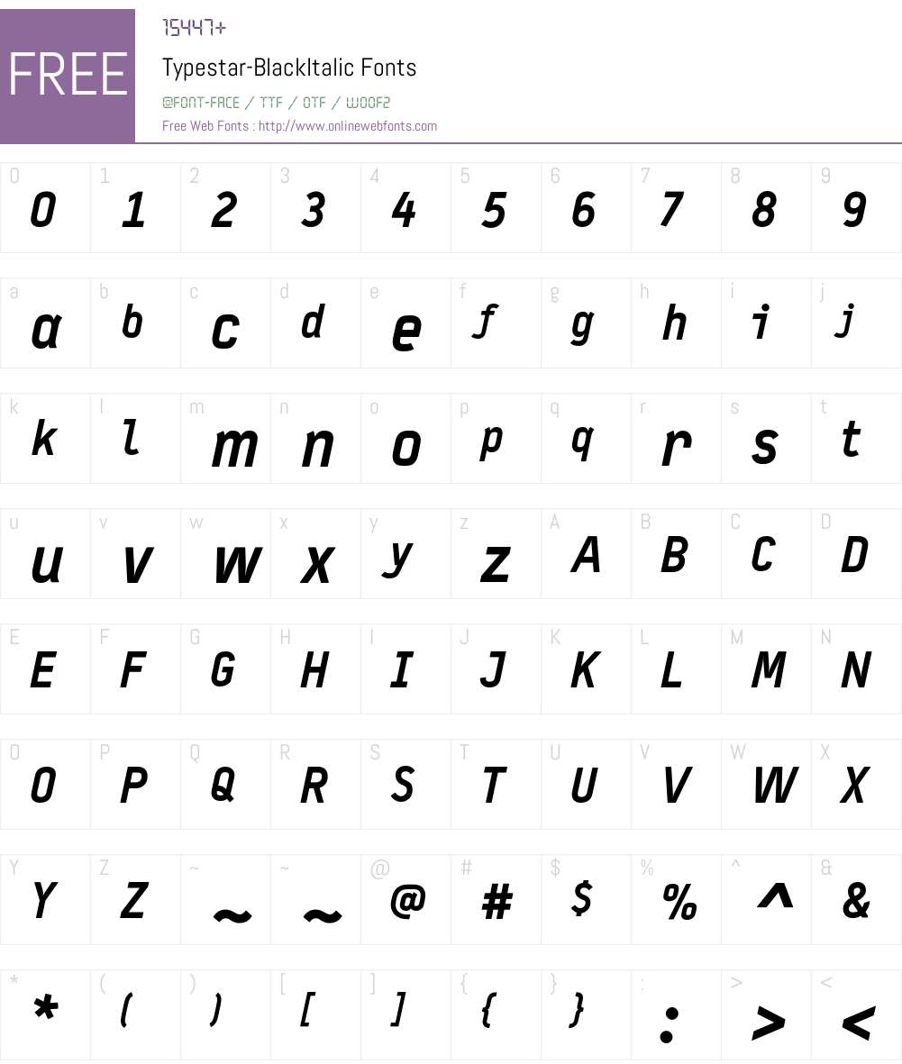 Typestar Font Screenshots