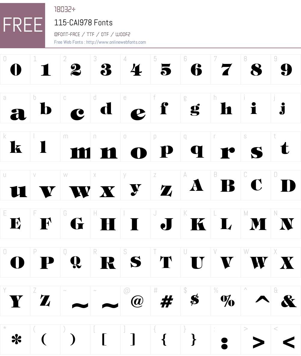115-CAI978 Font Screenshots